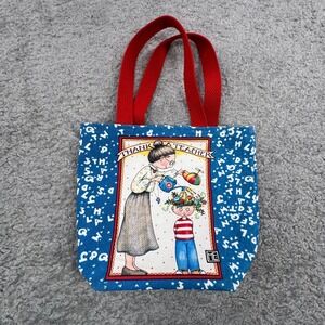 Mary Engelbreit Thank You Teacher Small Tote Bag Canvas Red Handles SEE PHOTOS